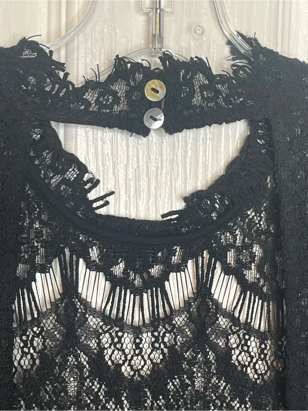 Free People Daydream Elegant Black Lace Mini Dress Sleeveless High Neck Sz M - Picture 10 of 13